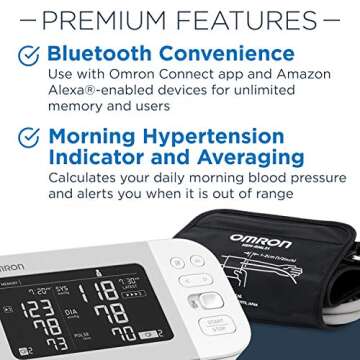 OMRON Platinum Blood Pressure Monitor, Upper Arm Cuff, Digital Bluetooth Blood Pressure Machine, Sto...