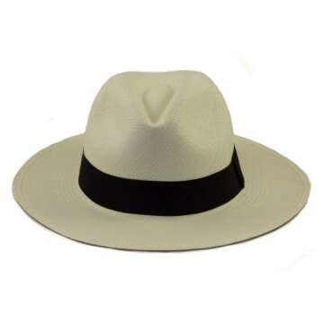 Tumia - Fedora Panama Hat - White with Black Band - Lightweight Rollable Version. 58cm