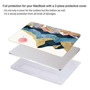 iCasso Compatible with MacBook Pro 13 inch Case 2024 2023 2022-2016, M2 M1 A2338 A2251 A2289 A2159 A1989 A1708 A1706, Protective Hard Shell Case+Keyboard Cover+Screen Protector,Abstract Scenery