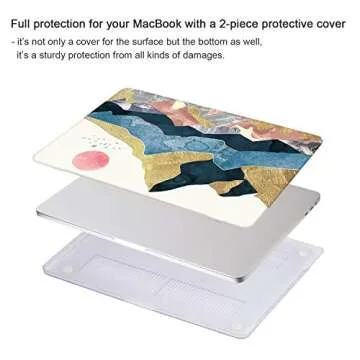 iCasso Compatible with MacBook Pro 13 inch Case 2024 2023 2022-2016, M2 M1 A2338 A2251 A2289 A2159 A1989 A1708 A1706, Protective Hard Shell Case+Keyboard Cover+Screen Protector,Abstract Scenery