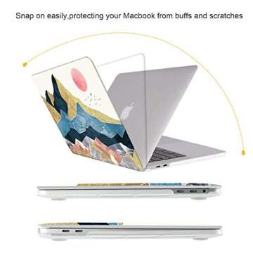 iCasso Compatible with MacBook Pro 13 inch Case 2024 2023 2022-2016, M2 M1 A2338 A2251 A2289 A2159 A1989 A1708 A1706, Protective Hard Shell Case+Keyboard Cover+Screen Protector,Abstract Scenery