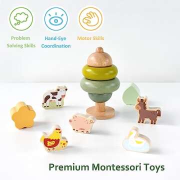 PairPear Educational Toys Set 3 in 1 - Wooden Toys Shape Sorter Cubes - Activity Stacking Toys - Animal Todder Puzzles - Classic Learning Toys Gift for Baby 1 Year Old and Up.