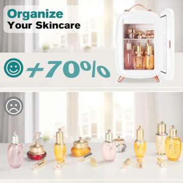 JSTPRO Mini Skincare Fridge with LED Light Mirror