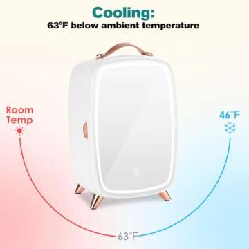 JSTPRO Mini Skincare Fridge with LED Light Mirror