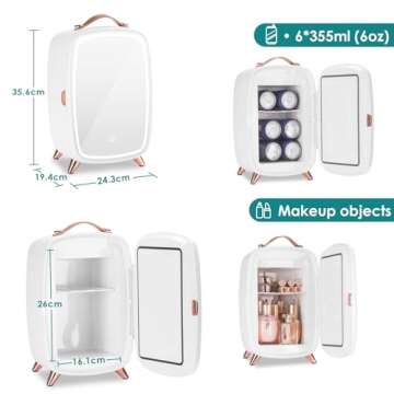 JSTPRO Mini Skincare Fridge with LED Light Mirror
