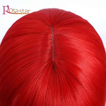 Long Straight Red Wig With Bangs 26 Inches Glueless Heat Resistant Synthetic Red Hair Wig for Women Daily Wear Dating Halloween Comic-con Costume Anime Cosplay Party