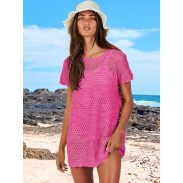 Caracilia Crochet Swimsuit Coverup for Women - Summer Beach Dress
