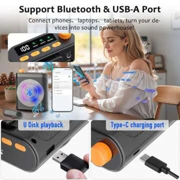 Voice Amplifier Wireless Microphone with 2 Mics for Teachers