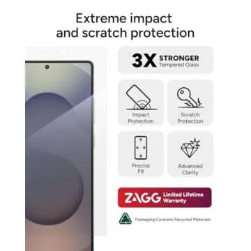 ZAGG Glass+ Samsung Galaxy S25 Ultra Screen Protector – Extreme Impact & Shatter Protection, Scrat...