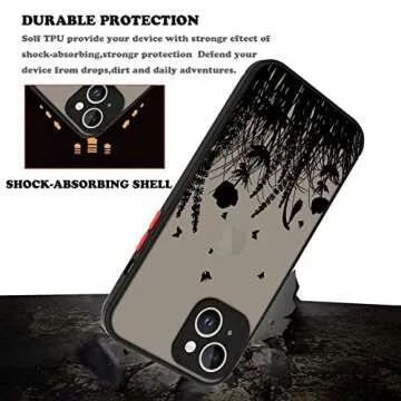 OOK iPhone 14 Case Black Flower Design Shockproof