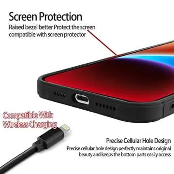 OOK iPhone 14 Case Black Flower Design Shockproof