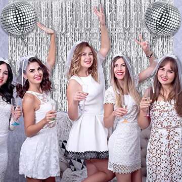 Hydren 95 Pcs Western Disco Party Decorations for Women Hot Pink Rose Red Silver Cowgirl Balloon Arch 4D Ball Fringe Curtains for Nashville Bachelorette Party Decor(Stylish Color)