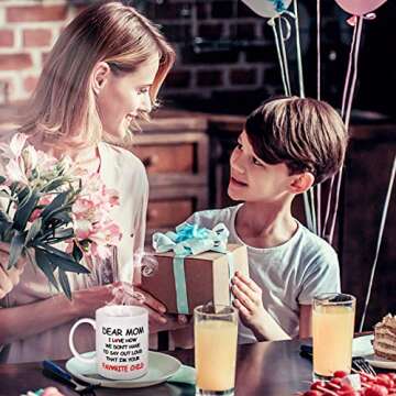 ORALER Mothers Day Gifts for Mom,Festival Birthday Gag Gift for Greatest Mom,Funny Coffee Mug Mom Gifts with Sayings from Her Favorite Child,11 OZ Tea Mugs&Coffee Cup Gifts for Her Women