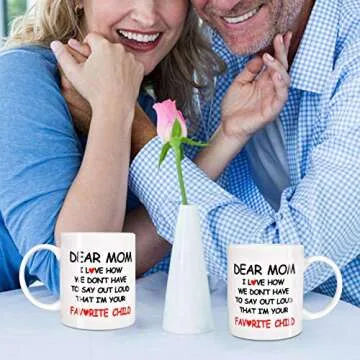 ORALER Mothers Day Gifts for Mom,Festival Birthday Gag Gift for Greatest Mom,Funny Coffee Mug Mom Gifts with Sayings from Her Favorite Child,11 OZ Tea Mugs&Coffee Cup Gifts for Her Women
