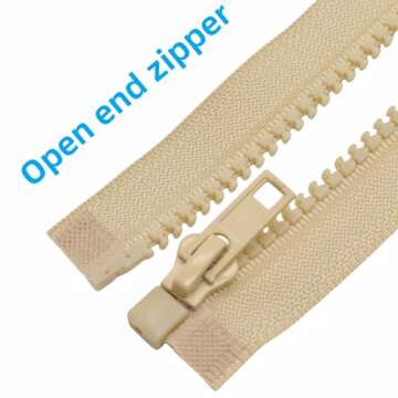 MebuZip 2PCS #5 Separating Jacket Zippers Resin Zipper Molded Plastic Zippers Bulk for Sewing Coat Jackets Clothes