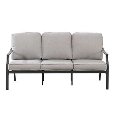 Amazon Brand Ravenna Home Outdoor Patio Plush 3-Seater Steel Sofa with Water-Resistant Cushions