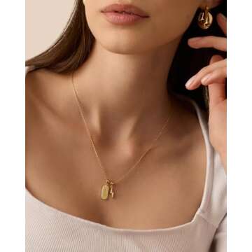 PAVOI Rhodium Plated Cubic Zirconia Charm Necklace for Women | Dog Tag Charm - Brave