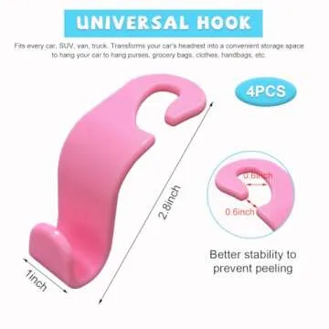 Ziciner Car Seat Headrest Hooks, 4 Pack Auto Durable Backseat Hangers Storage Organizer, Universal V...