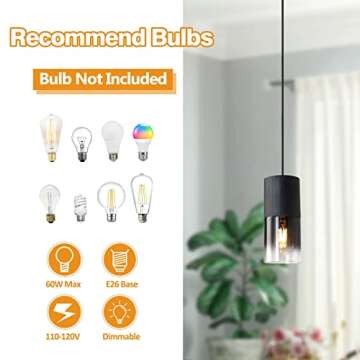DALIVOL Adjustable 2-Pack Pendant Light for Dining & More