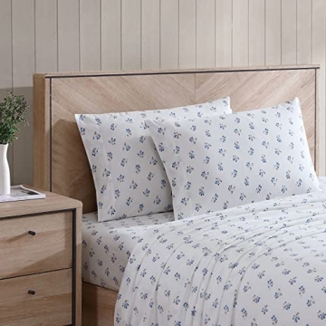 Blue Sketchy Ditsy Queen Cotton Percale Sheets - Crisp Comfort