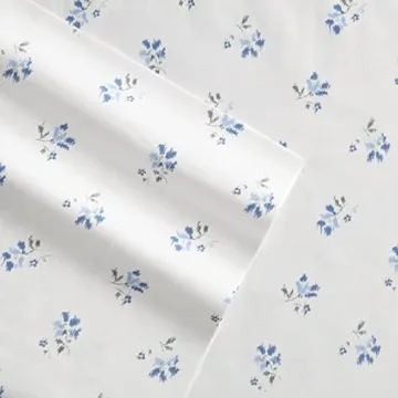 Blue Sketchy Ditsy Queen Cotton Percale Sheets - Crisp Comfort