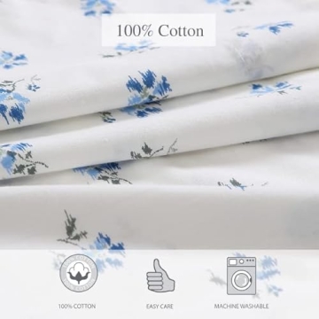 Blue Sketchy Ditsy Queen Cotton Percale Sheets - Crisp Comfort