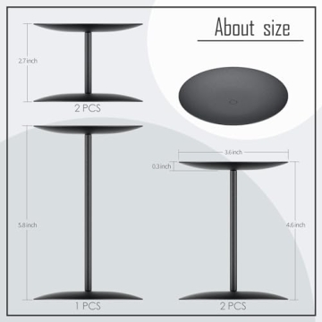 smtyle Metal Candle Holder Black Iron Pillar Candle Holders for Pillar Flamess Wax Candles Set of 5 Plate for Table Centerpieces Desk Decor