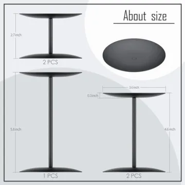 smtyle Metal Candle Holder Black Iron Pillar Candle Holders for Pillar Flamess Wax Candles Set of 5 Plate for Table Centerpieces Desk Decor