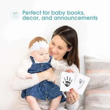 Pearhead Newborn Baby Handprint and Footprint Kit - No Mess Clean-Touch Ink Pad With Impression Cards, Safe for Skin, Perfect Keepsake for Family, Acid-Free, Smudge-Proof, Black, 3 Piece Set