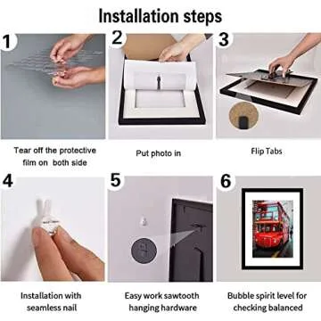 pojah 12x12 Black Picture Frame Set of 9,Square Photo Frame with Mat Display Pictures 8x8 or 12x12 Without Mat,PVC Glass,for Wall Home Office Décor（12x12,9pk,Black）