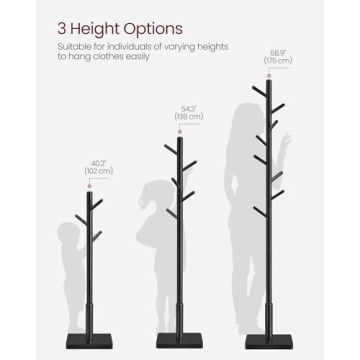 VASAGLE Solid Wood Coat Rack Stylish and Durable