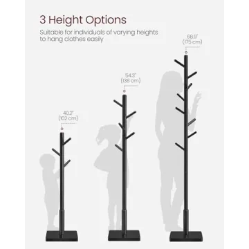 VASAGLE Solid Wood Coat Rack Stylish and Durable
