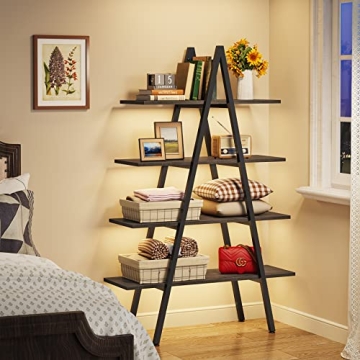Tribesigns 4-Tier Industrial Ladder Bookshelf in Grey