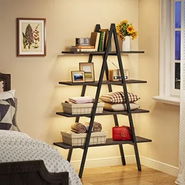 Tribesigns 4-Tier Industrial Ladder Bookshelf in Grey