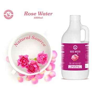 Holy Natural Rose Water (1000ml) for Face & Hair Toner Alcohol & Preservative Free