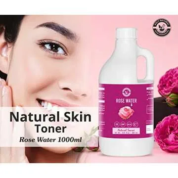 Holy Natural Rose Water (1000ml) for Face & Hair Toner Alcohol & Preservative Free