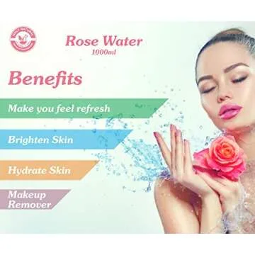 Holy Natural Rose Water (1000ml) for Face & Hair Toner Alcohol & Preservative Free