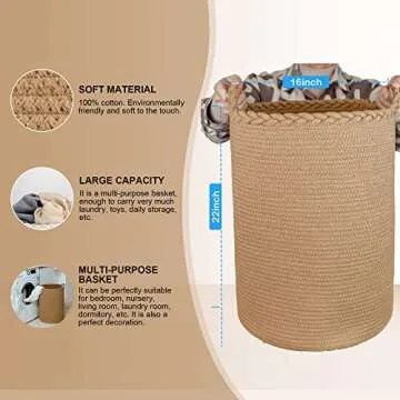 Stylish 72L Cotton Woven Laundry Hamper for Every Room