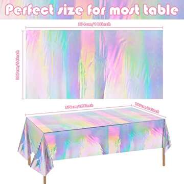 OHOME 4 Pack Iridescence Plastic Tablecloths Disposable Galentines Day Decorations Rectangle Table C...