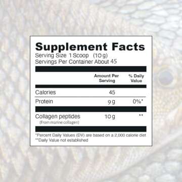 HEARTHY FOODS Marine Collagen Powder 16 Oz - Sourced from Wild-Caught Fish, Pescatarian Friendly, Keto Certified & Non-GMO Verified - Easy to Mix in Water - 45 Servings