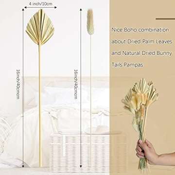 Natural Dried Palm Spears & Bunny Tail Decor Set