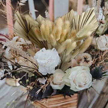 Natural Dried Palm Spears & Bunny Tail Decor Set