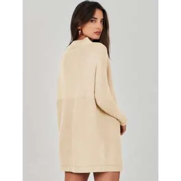 ANRABESS Women’s Oversized Turtleneck Sweater in Apricot