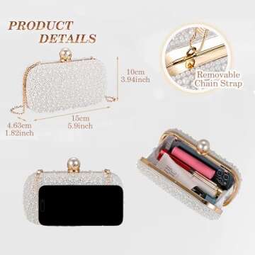 CHIC DIARY Women Pearl Crossbody Bag Wedding Guest Purse Pearl Beaded Evening Clutch Wallet for Prom