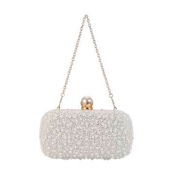 CHIC DIARY Women Pearl Crossbody Bag Wedding Guest Purse Pearl Beaded Evening Clutch Wallet for Prom