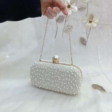 CHIC DIARY Women Pearl Crossbody Bag Wedding Guest Purse Pearl Beaded Evening Clutch Wallet for Prom