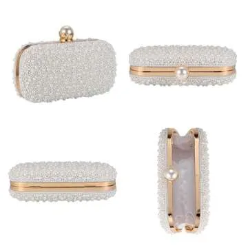 CHIC DIARY Women Pearl Crossbody Bag Wedding Guest Purse Pearl Beaded Evening Clutch Wallet for Prom