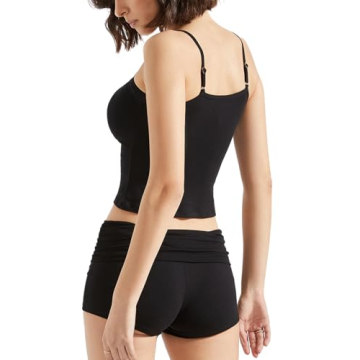 SUUKSESS Women 2 Piece Lounge Sets Shorts Pajama Set SLeeveless Lace Trim Tank Top Crop Cami Outfits (Jet Black,S)