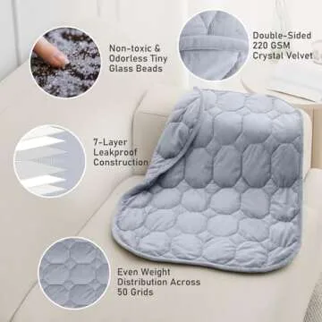 Wemore Weighted Lap Blanket 7lbs for Adults, Small Weighted Blanket for Travel, Calming, Relaxing, Napping and Sleeping, All-Season Weighted Lap Pad, Machine Washable, Light Grey 24x29 inches