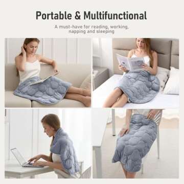 Wemore Weighted Lap Blanket 7lbs for Adults, Small Weighted Blanket for Travel, Calming, Relaxing, Napping and Sleeping, All-Season Weighted Lap Pad, Machine Washable, Light Grey 24x29 inches